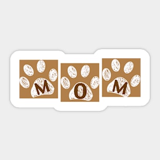 Mom Text With Paw Happy Mother's Day Brown Sticker